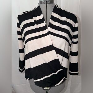 Black and White Striped Wrap Top